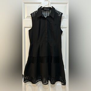 Signature Collection Little Black Dress Sleeveless Lace Grid Witch Gothic Sz L